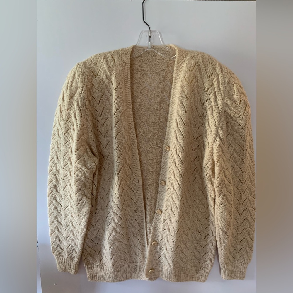 Women’s Chucky 100% Wool Alpaca Cardigan Sweater With Buttons - Handmade! Medium